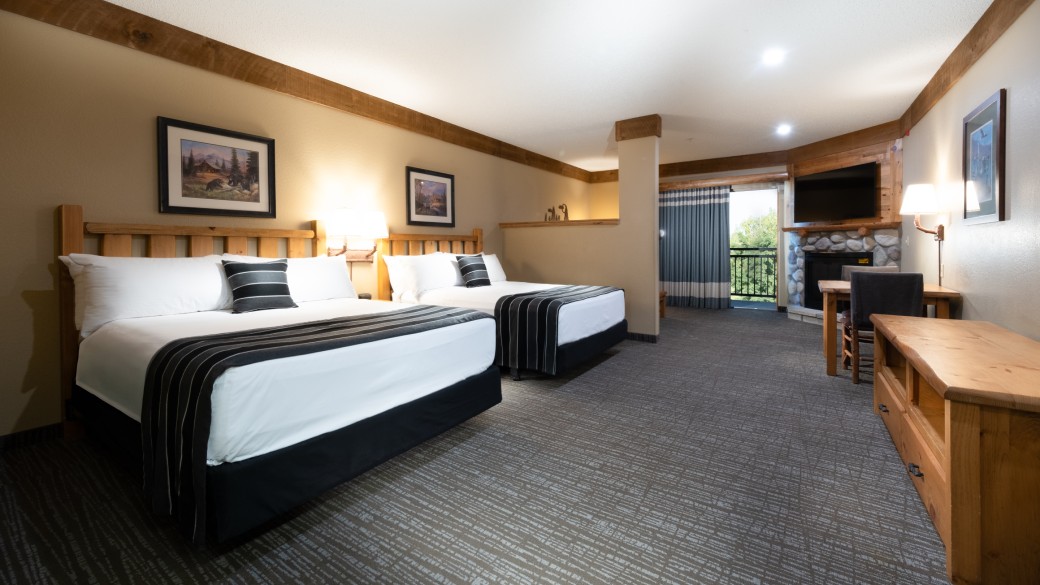 The view of the fireplace in the Family Fireplace Suite
