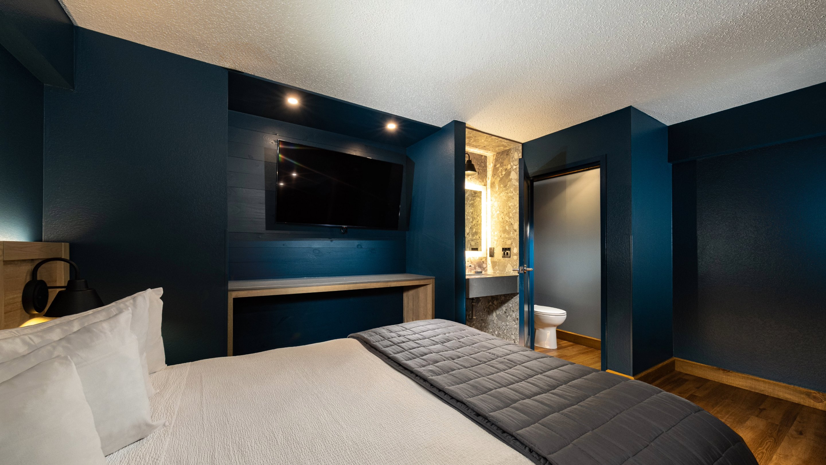 View of the bathroom in the loft area.