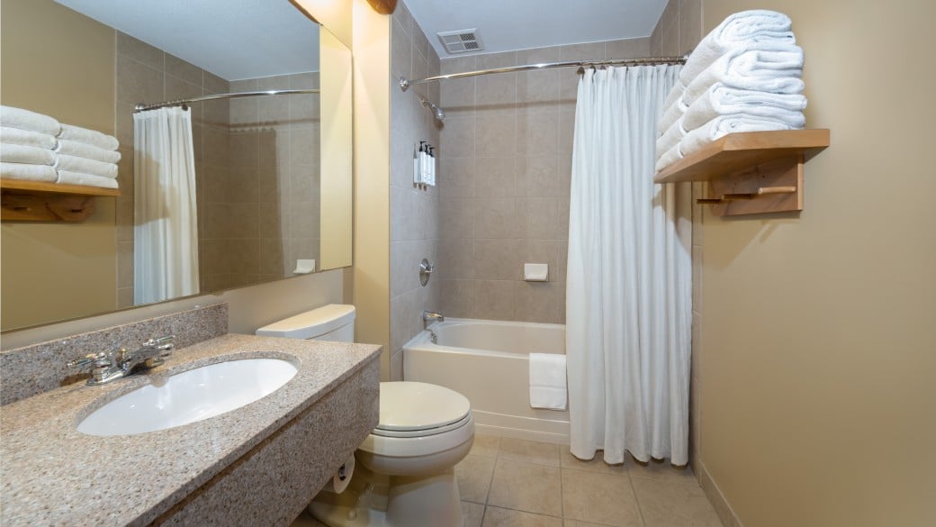 The bathroom in the Majestic Bear Suite