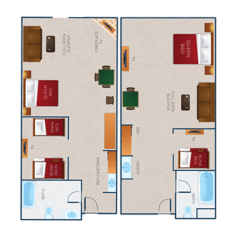 Deluxe Wolf cabin Suite Floorplan