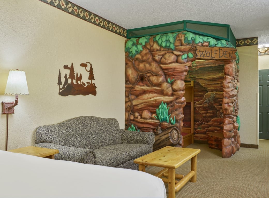 The sink area in the Deluxe Wolf Den Suite