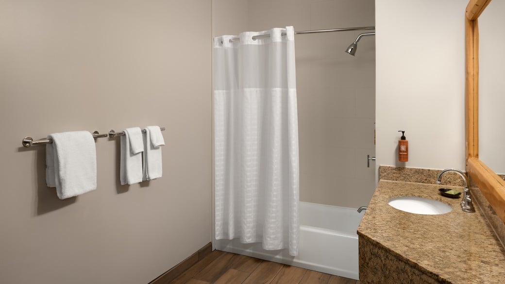 The bathroom in the Timber Wolf Condo