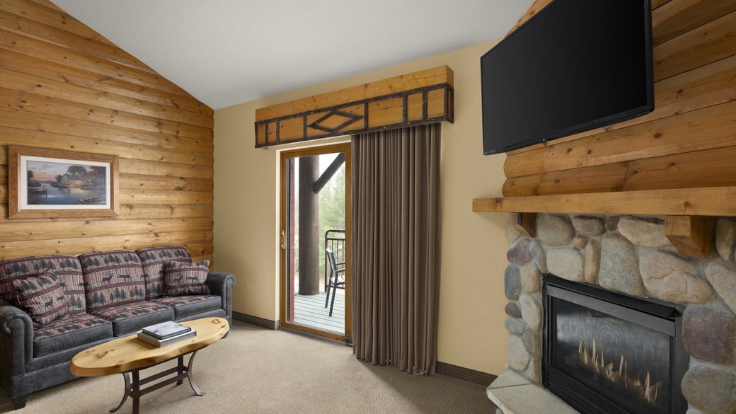The living area in the Wolf Pack loft condo