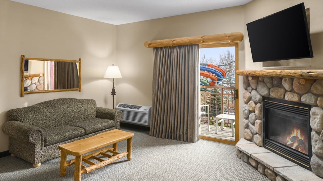 The Patio and Fireplace area in the Family Fireplace Suite (Balcony/Patio)