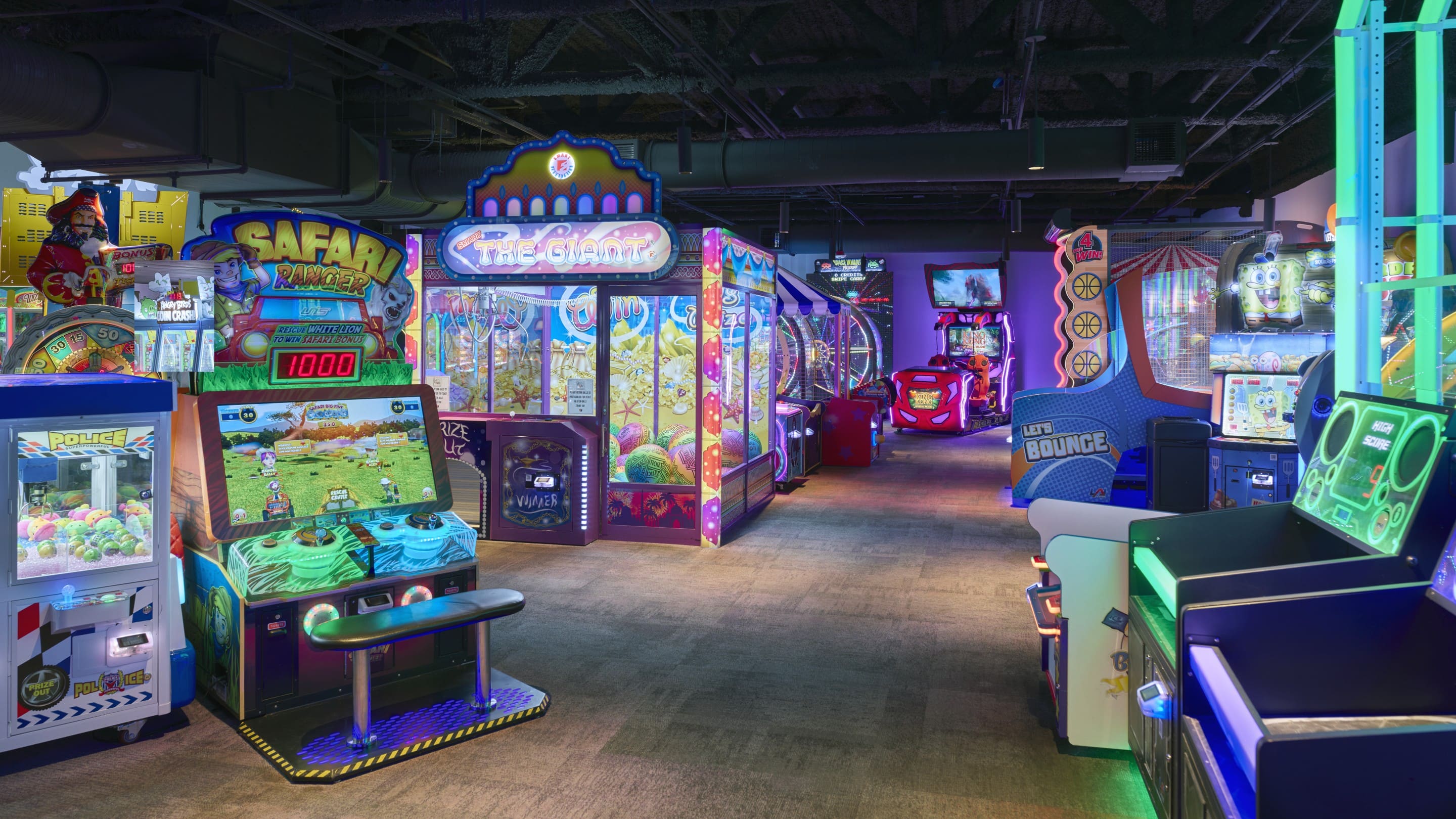 Different games available at the arcade