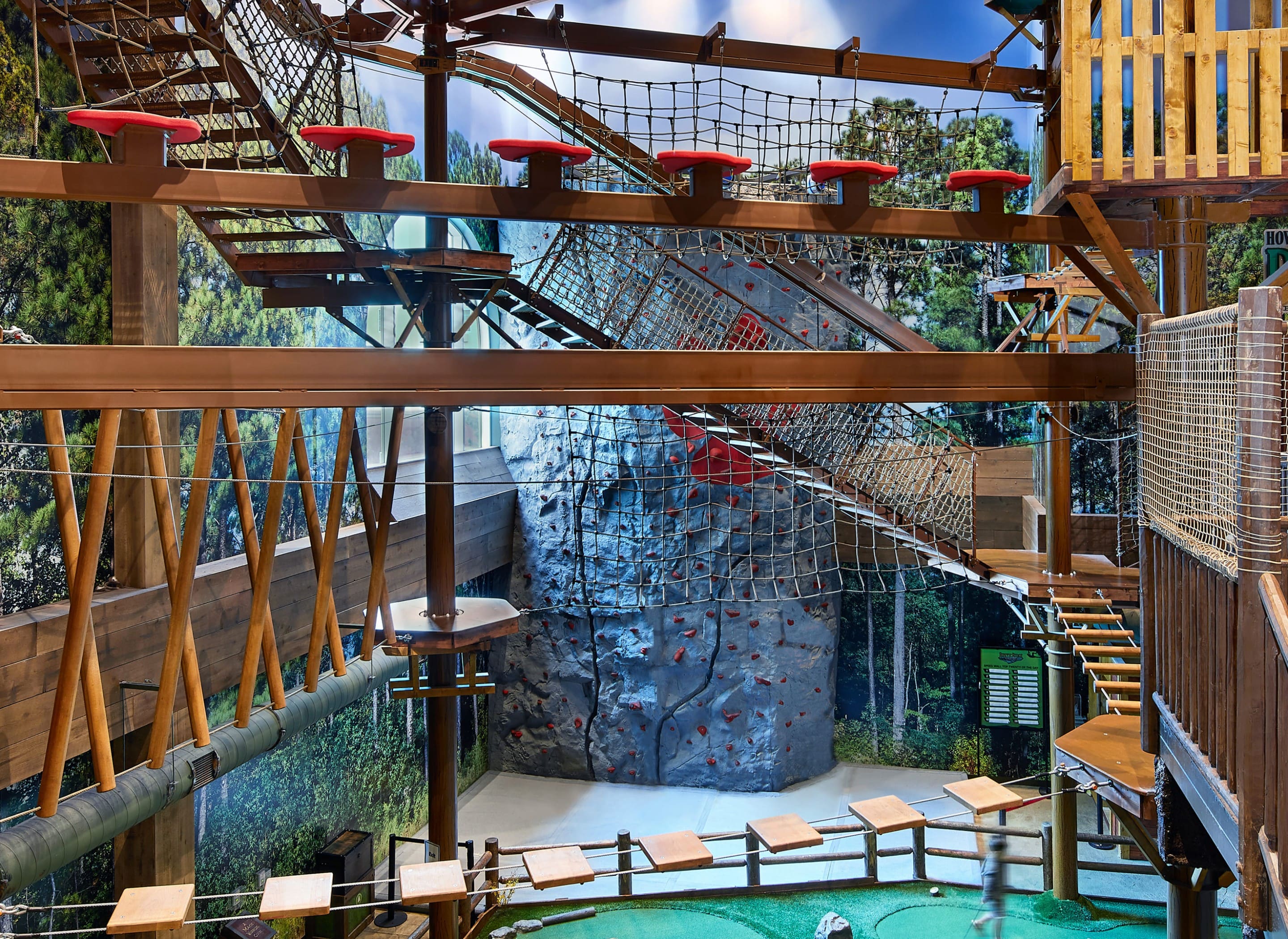 Overall view of the climbing wall in the park