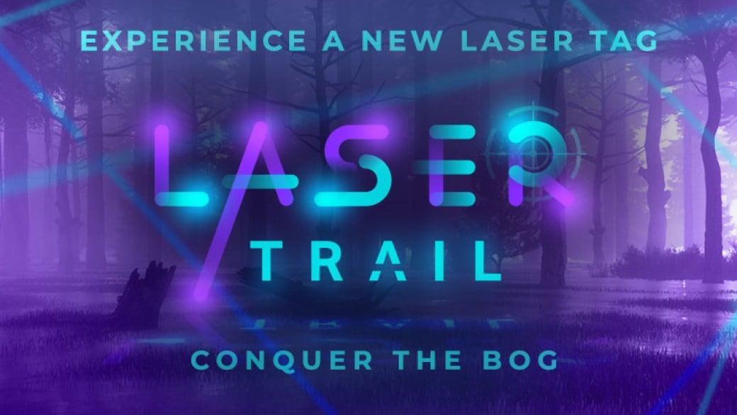 The logo for Laser Trail at Great Wolf Lodge indoor water park and resort
