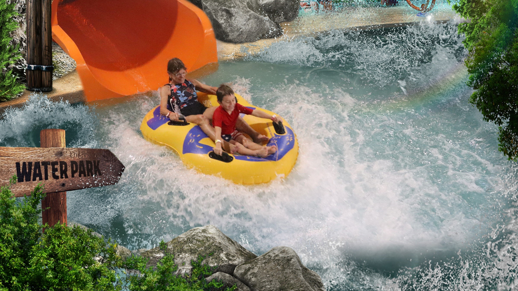 kids on a water slide