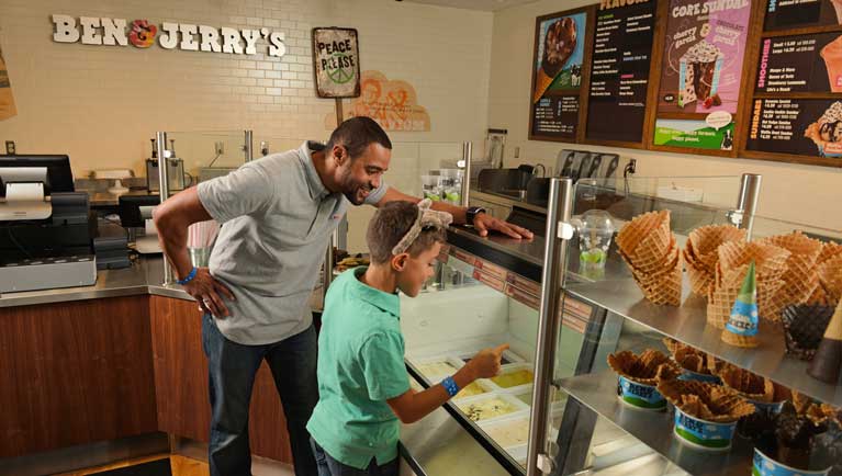 Display of ice-cream at Ben & Jerry's