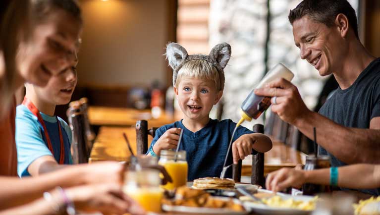 family enjoying breakfast