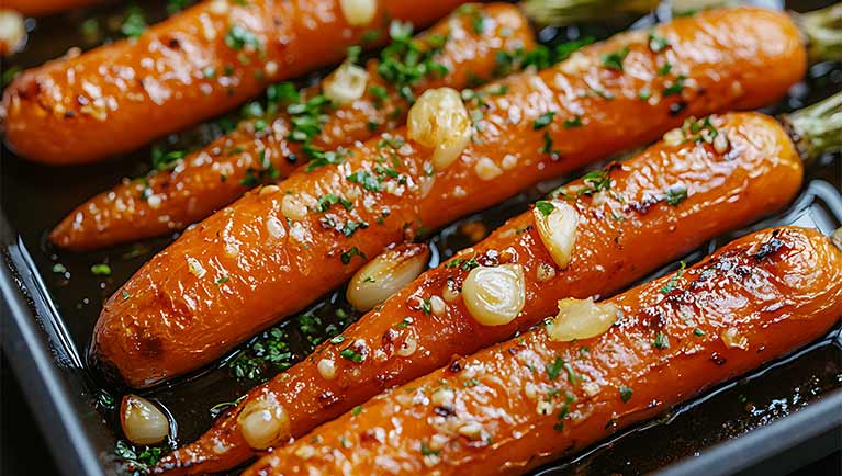 Honey Garlic Roasted Carrots