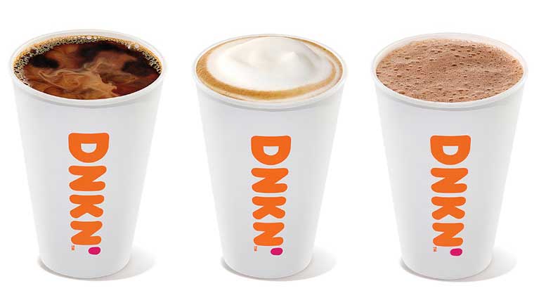 Coffees available at the Dunkin'