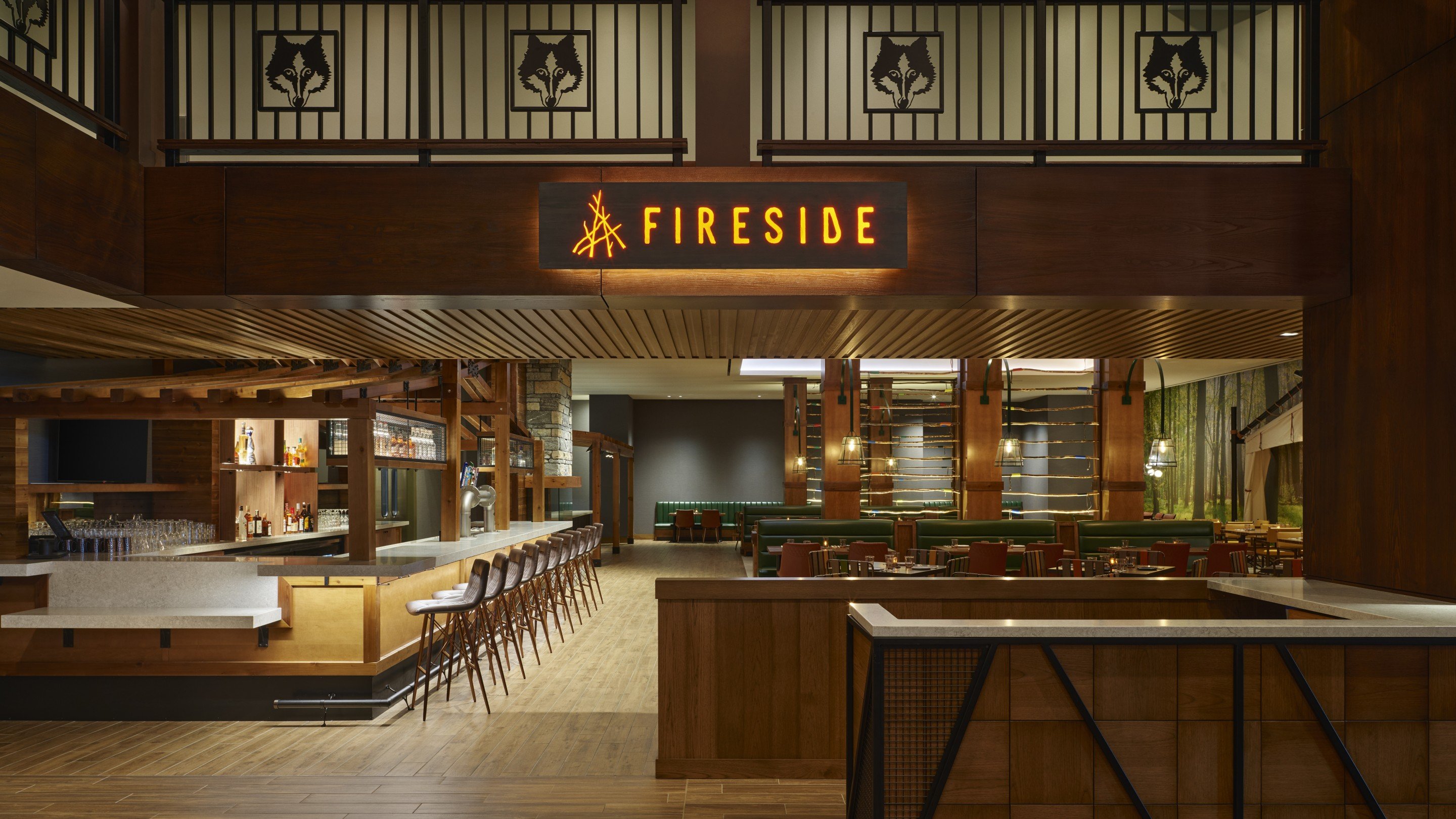 view of dining of fireside