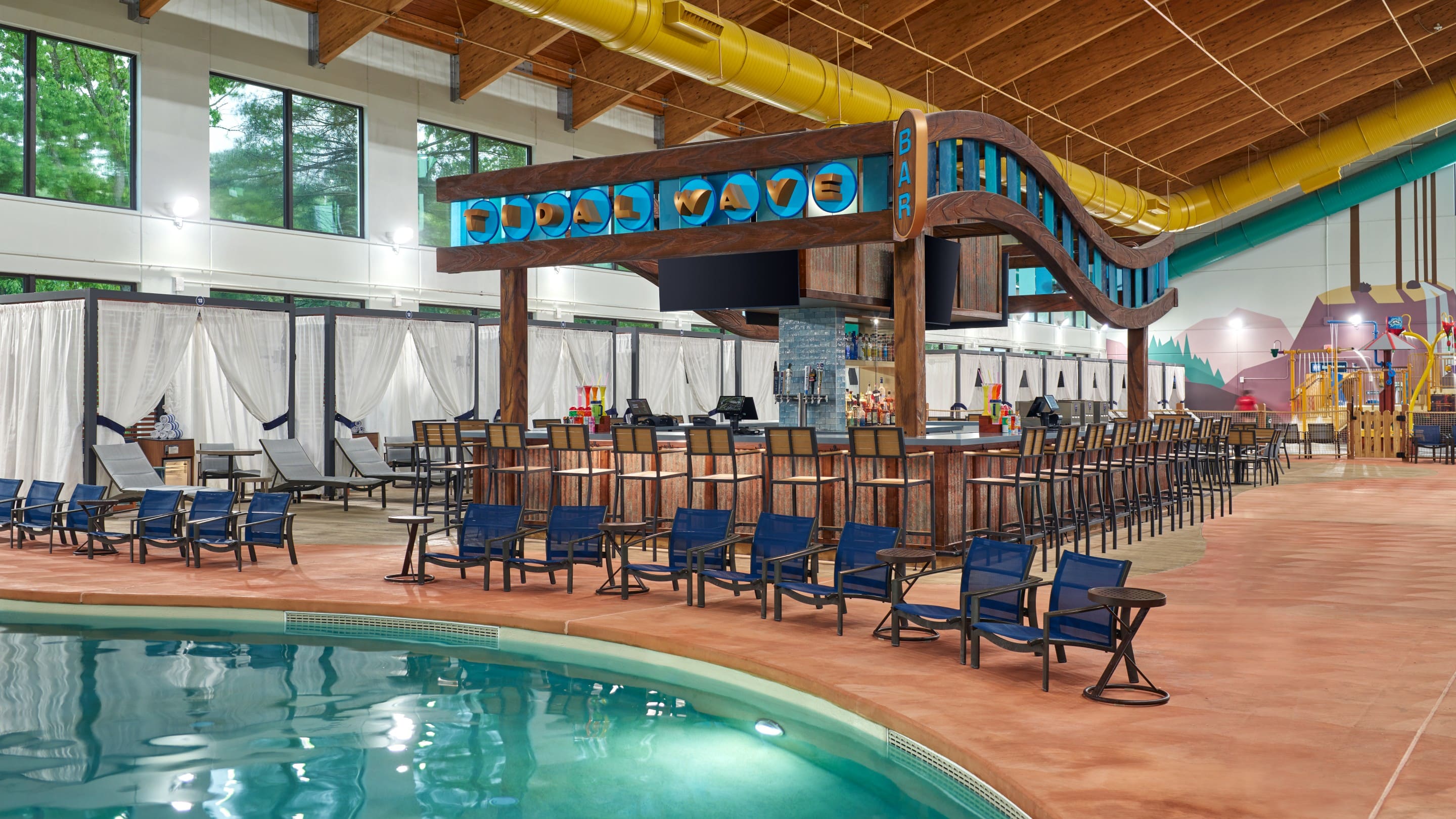 Pool side seating at Tidal Wave Bar