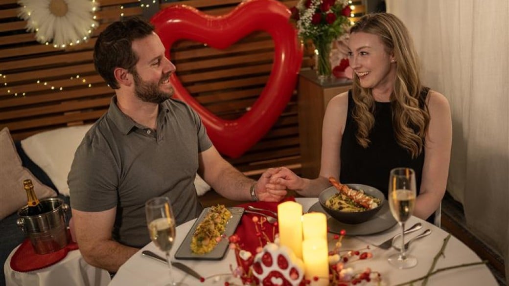 Couple enjoying valintines day dinner at Great Wolf Lodge