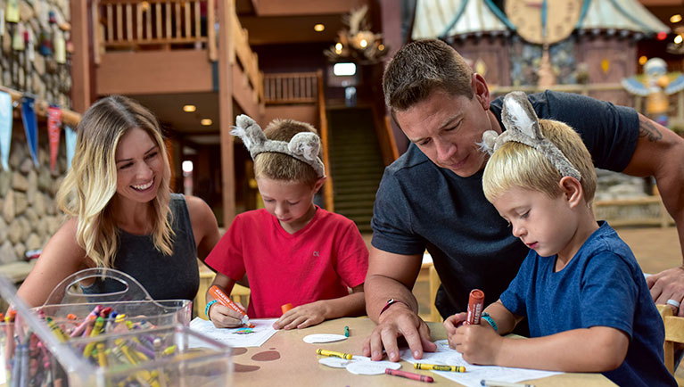 Family enjoying arts & crafts together