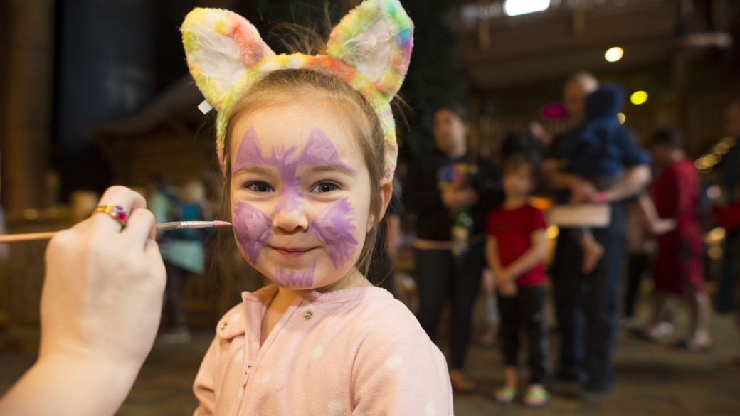 little girl getting her face painted