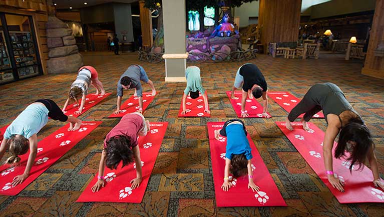 Children take part in a yoga class