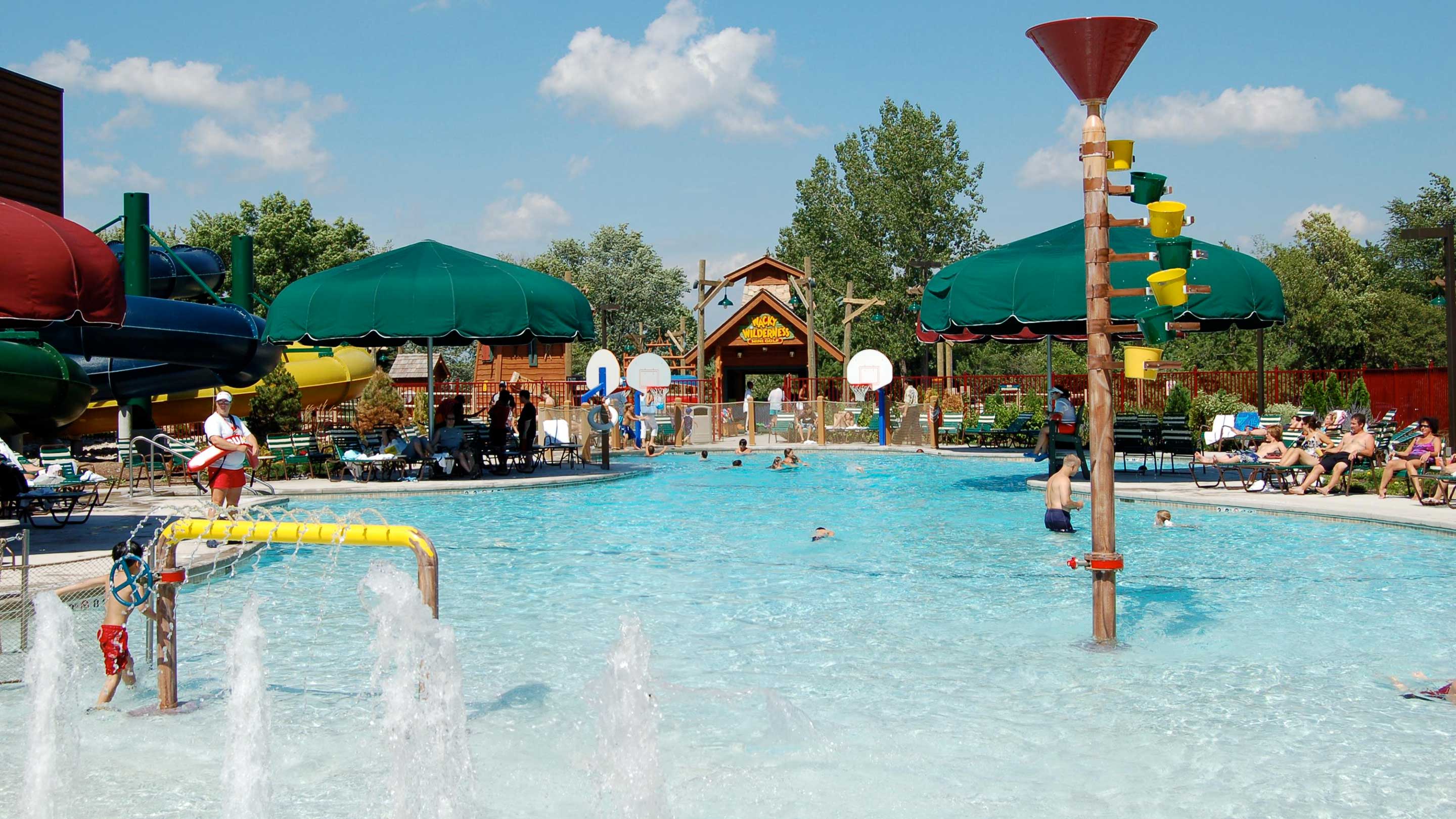Water play area of the outdoor pool