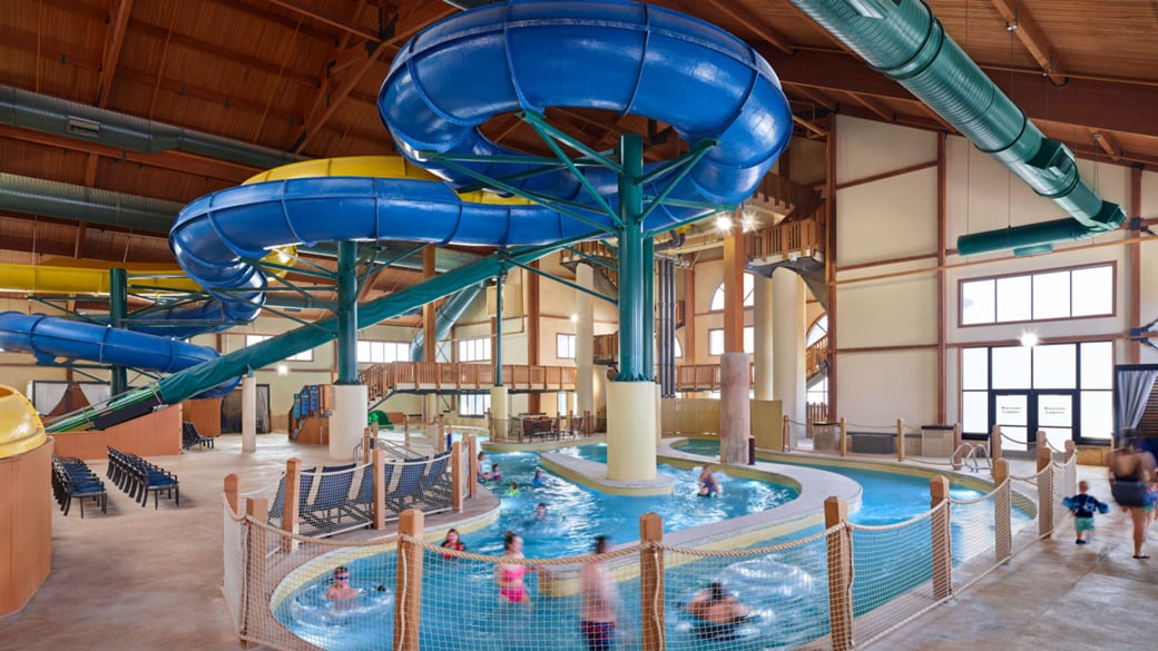 Kids playing in a pool 