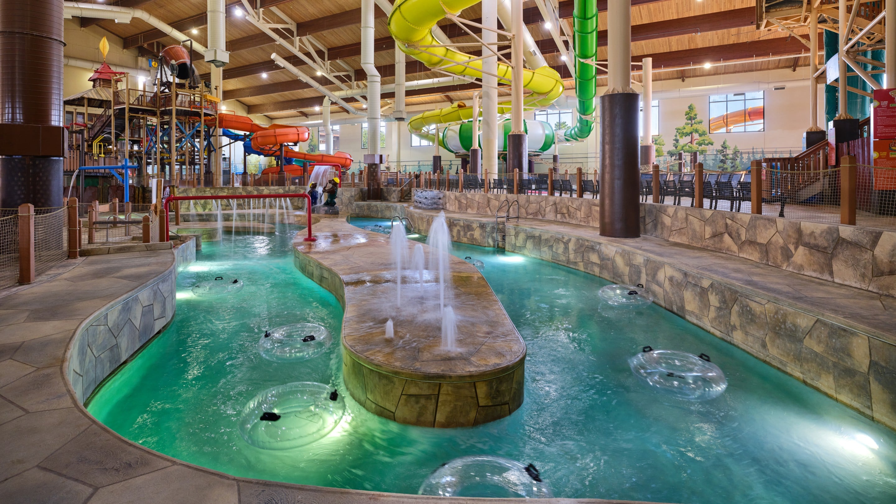 View of the lazy river at water park