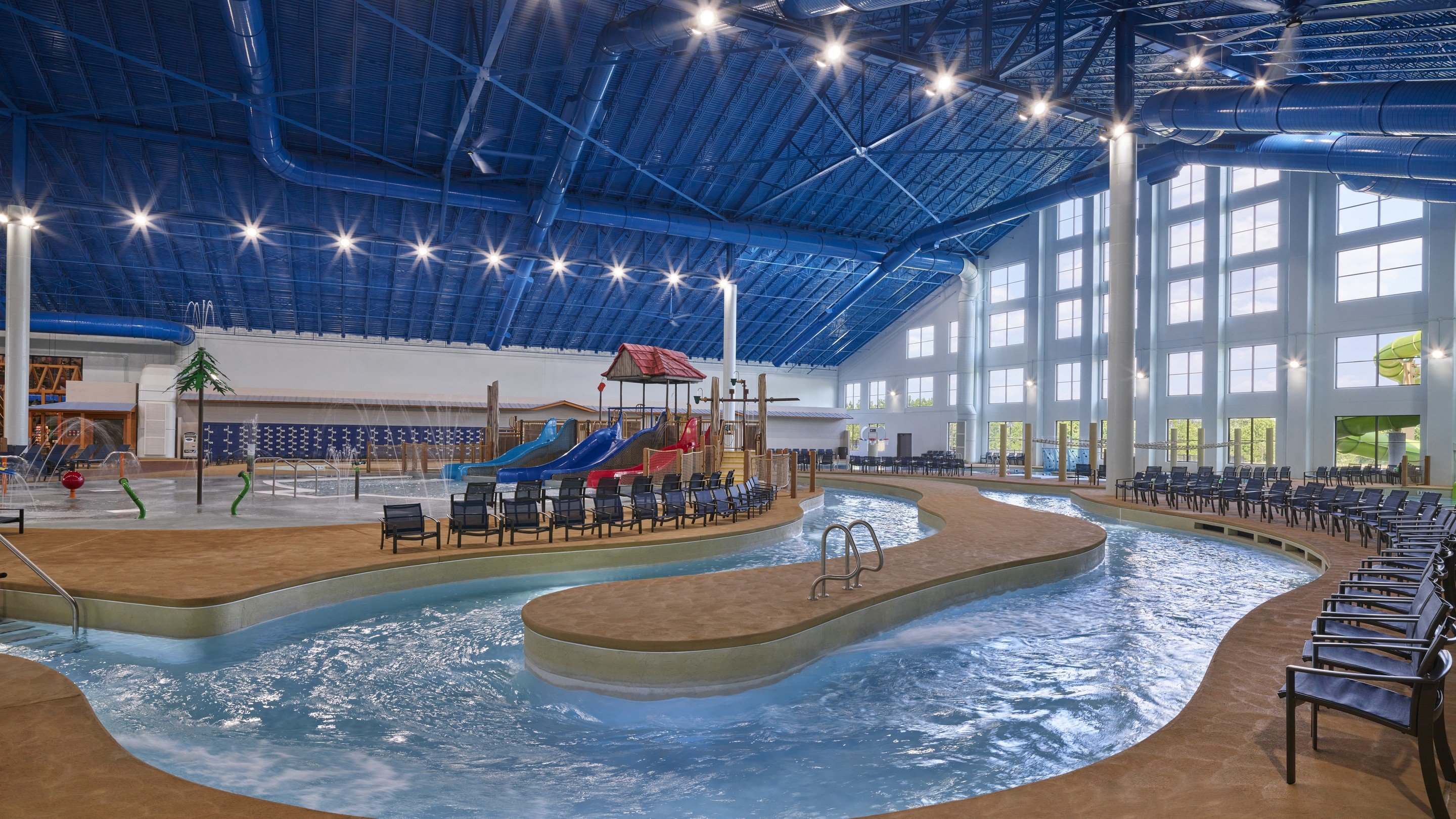 wide shot of indoor lazy river