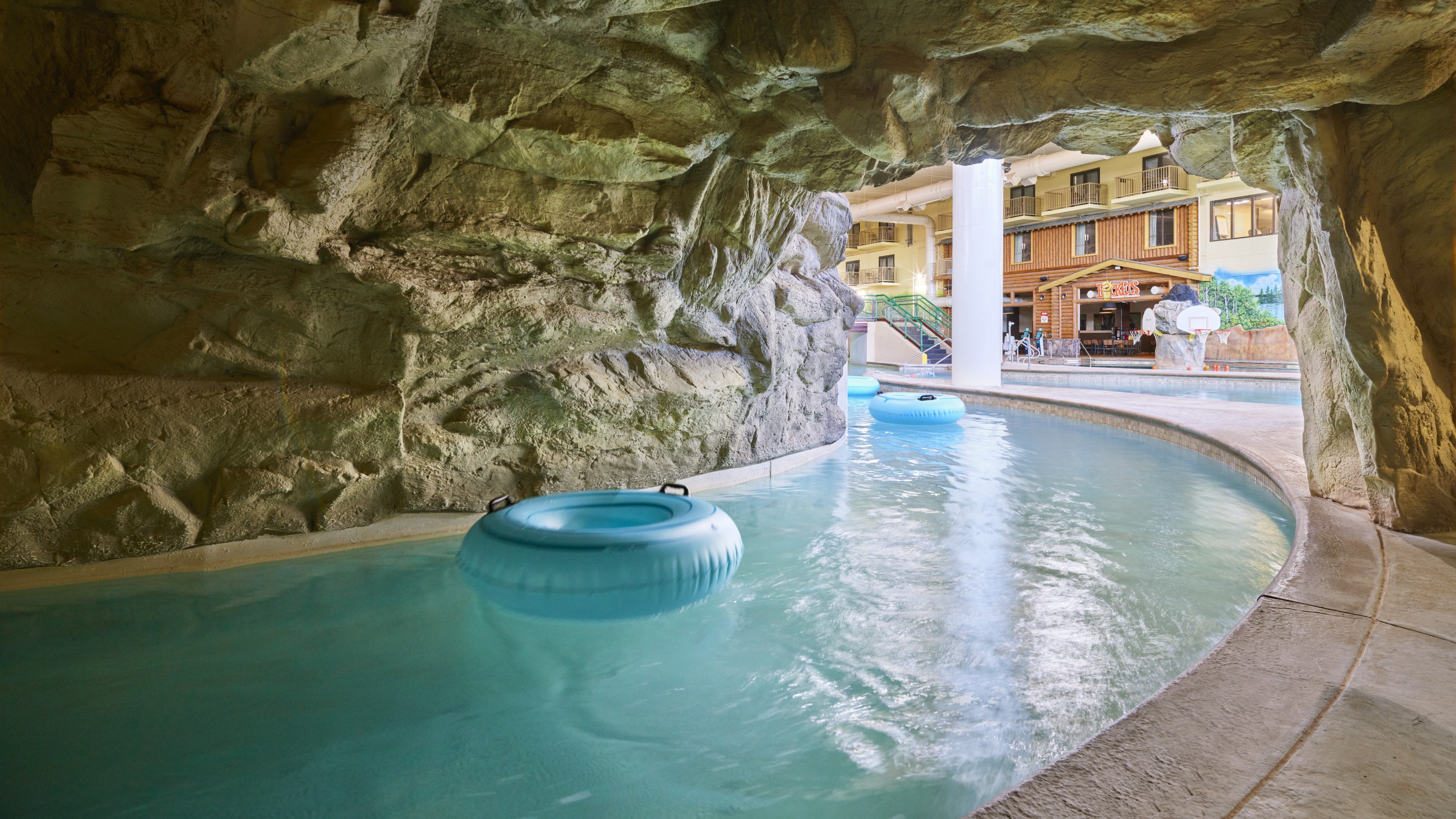 inside cave area of the lazy river