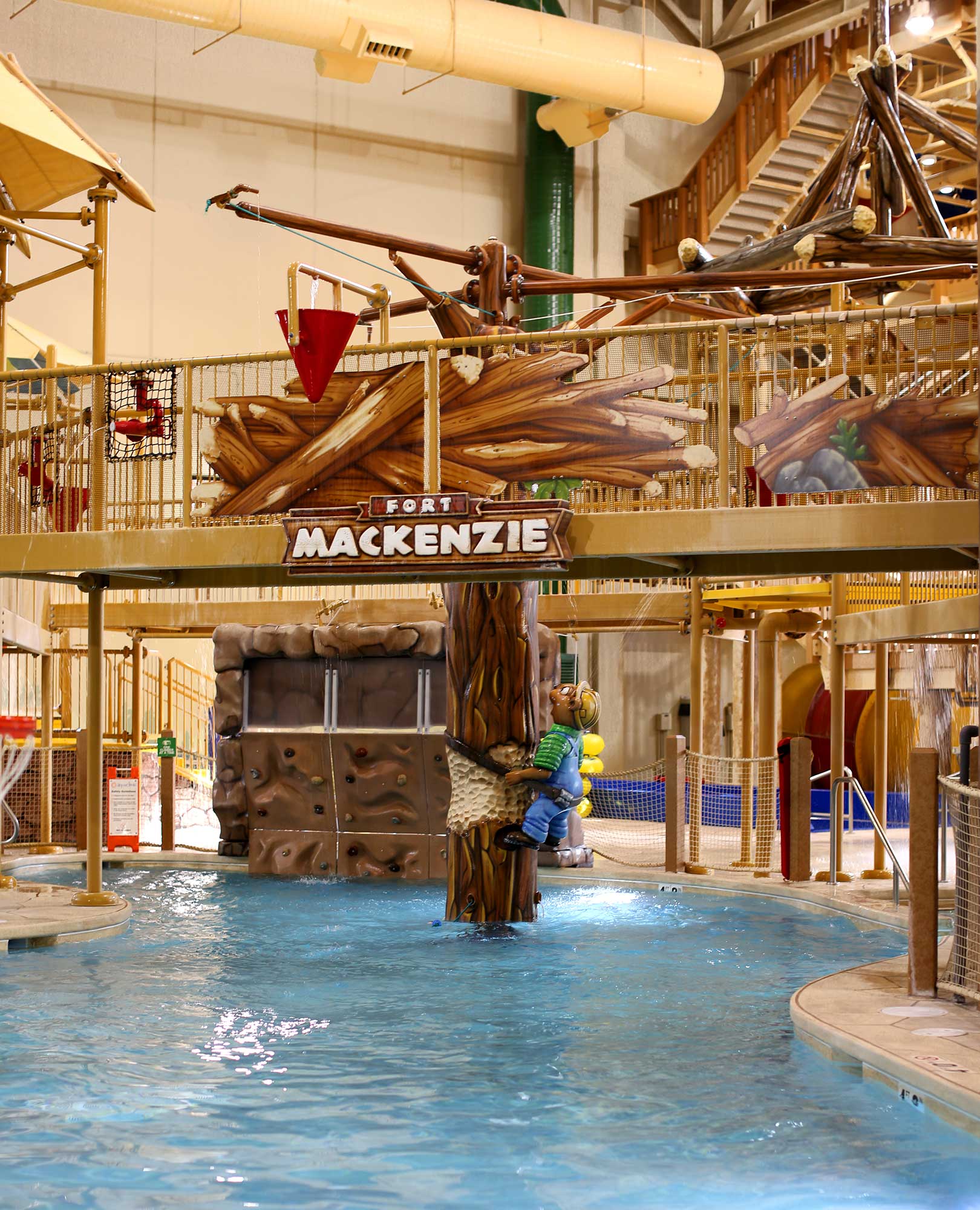 Fort Mackenzie bridge above the sports pool and lazy river