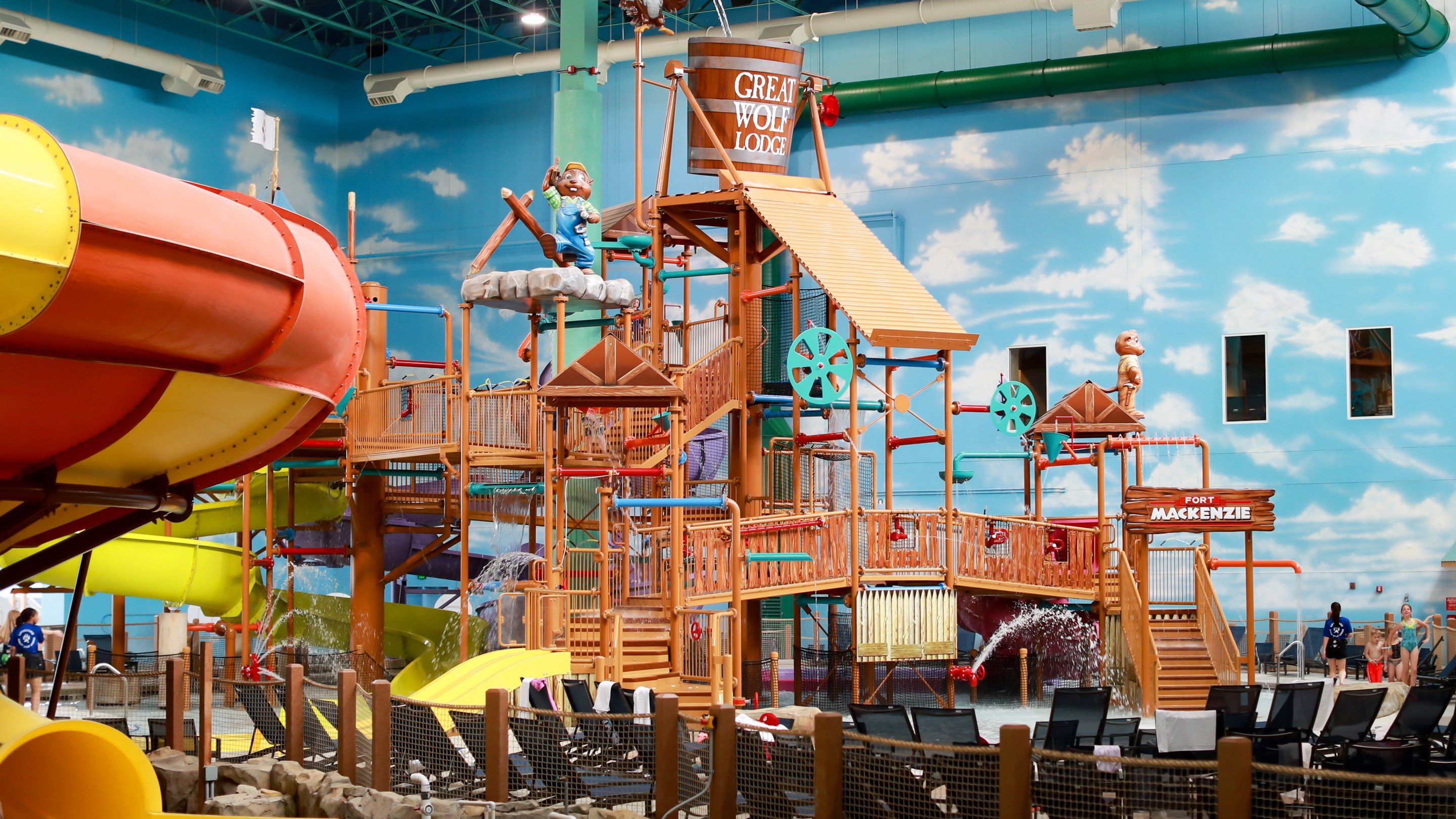 family enjoying under water at fort Mackenzie