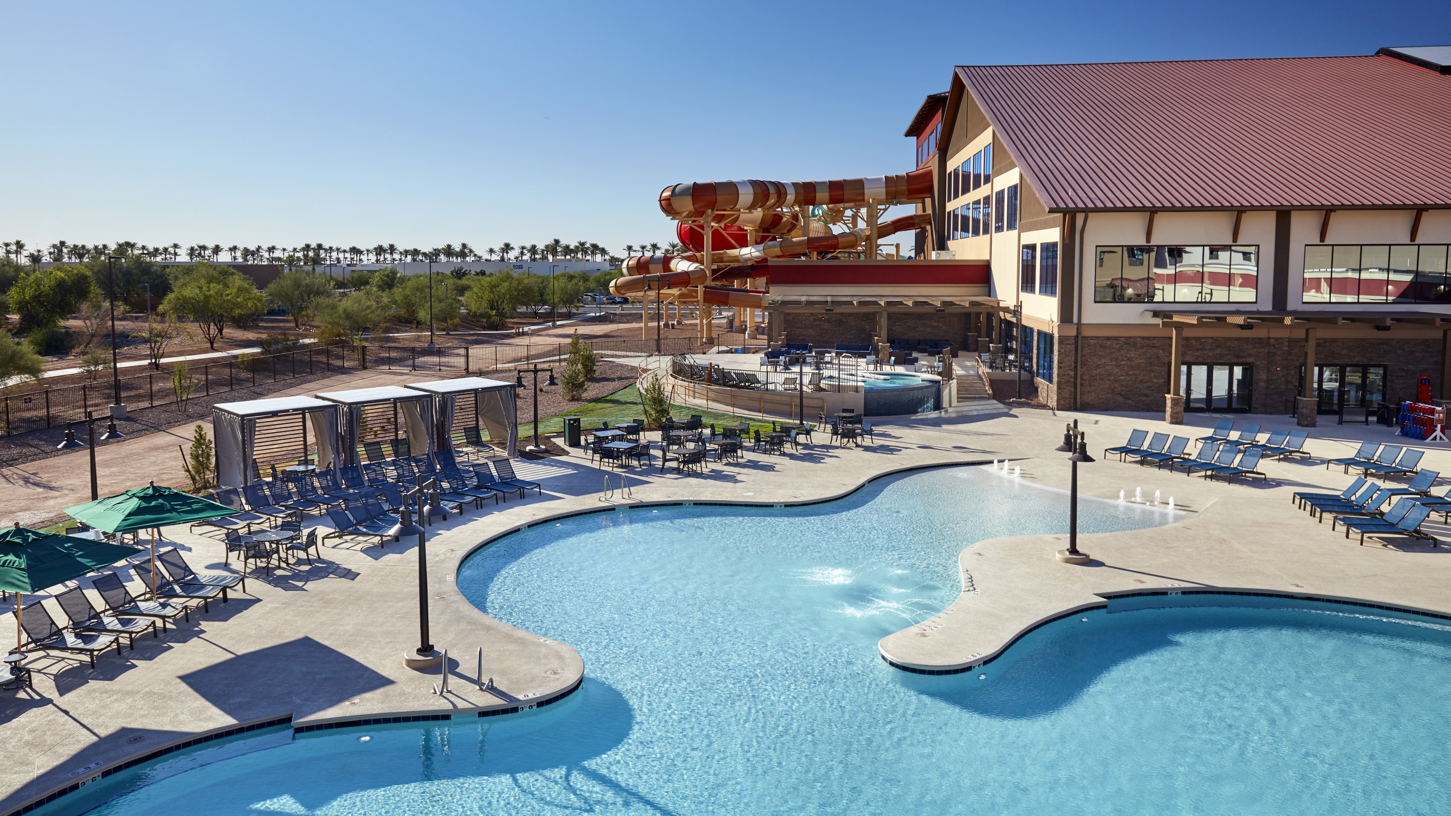 view of an outdoor pool and an outdoor hot tub in Arizona