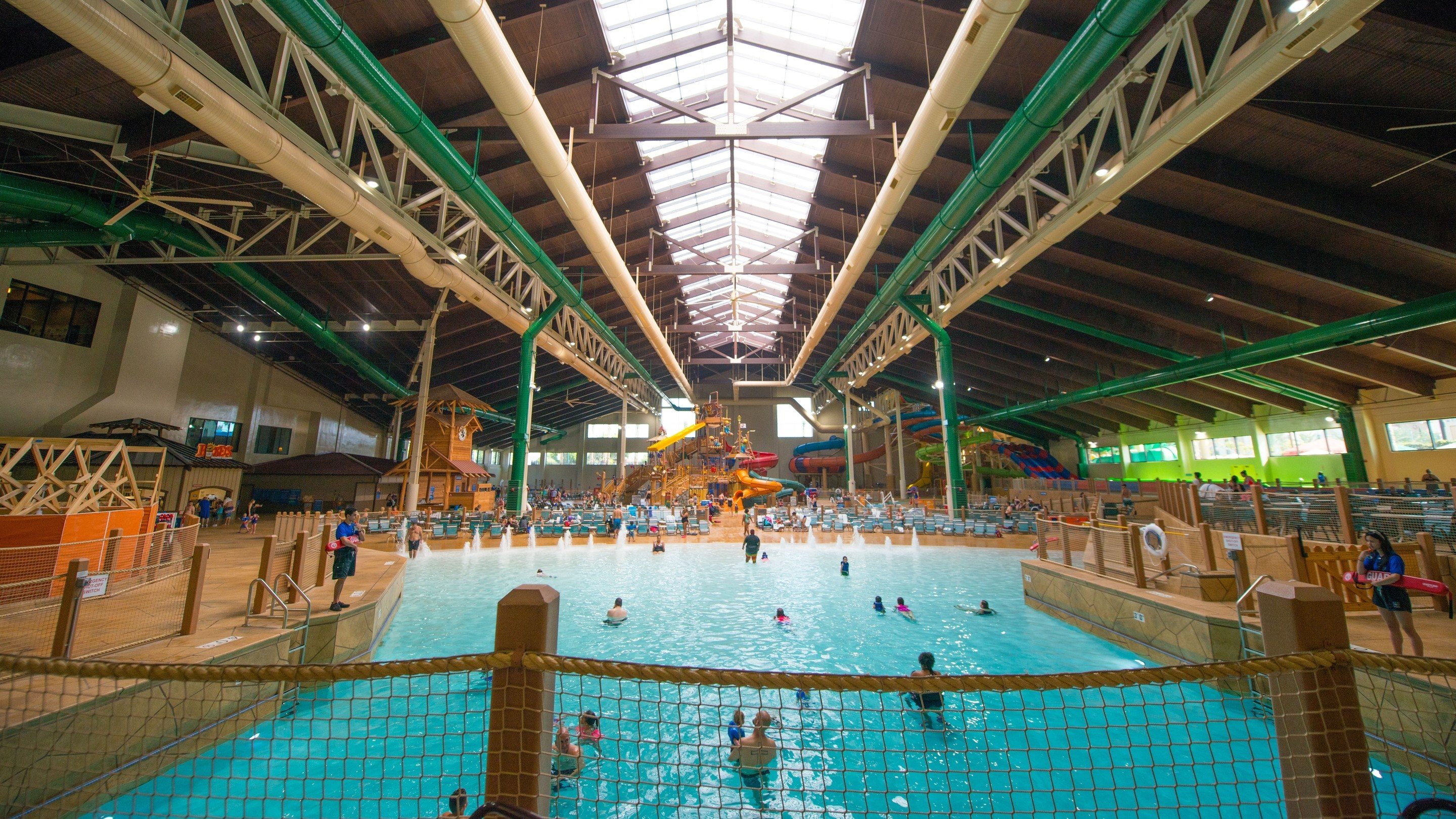 many people playing in the Slap Tail Pond wave pool
